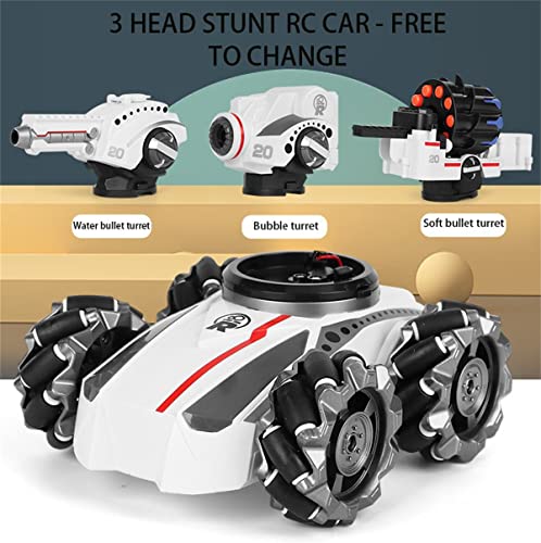 3In1 Rc Car Tank,Kids Stunt Shooting Water Bomb Remote Gesture Control Car, Blow Bubble, Shoot Foam 360°Rotating Leds Music Toy Gifts 6 7 8 9 10 11 12 Years Old Boys Girls (3 In 1 White) #TOP1