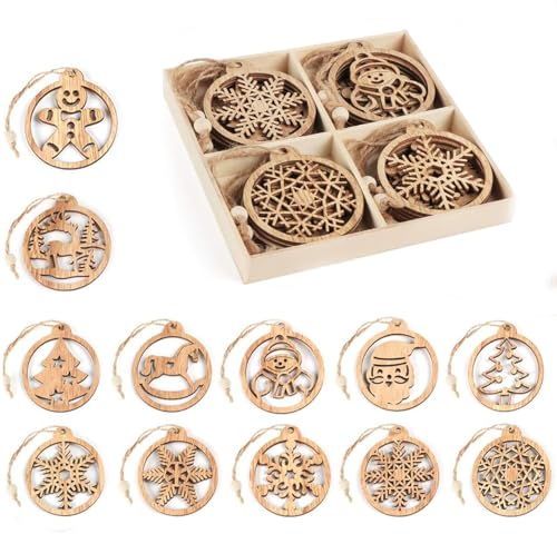 Christbaumschmuck aus Holz 20 Anstore Weihnachtsanhänger, Holz Christbaumschmuck Dekoration in...