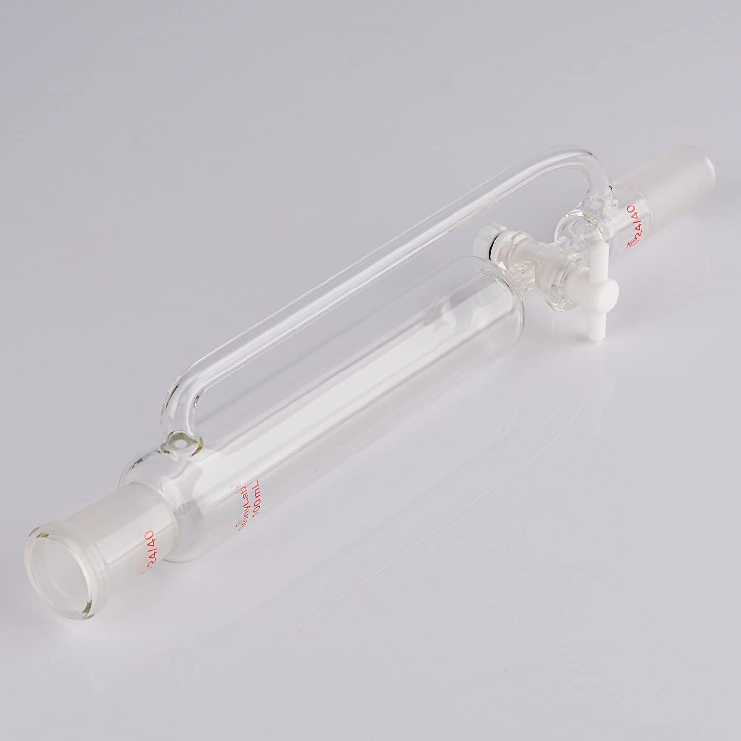 stonylab 100ml Embudo de Ecualizador, Embudo de Adición Ecualizador a Presión, Vidrio de Borosilicato Embudo de Goteo con Tapón PTFE para Laboratorio (100ml, 24/40 Junta)