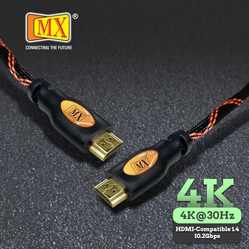 Image of MX Male Cord 2.0 V 19pin High Speed Cable Supports 4K@60MHz 2160p 1080p (4K Premium, HDMI Male To Male With Naylon Mesh, 1.5 METER)