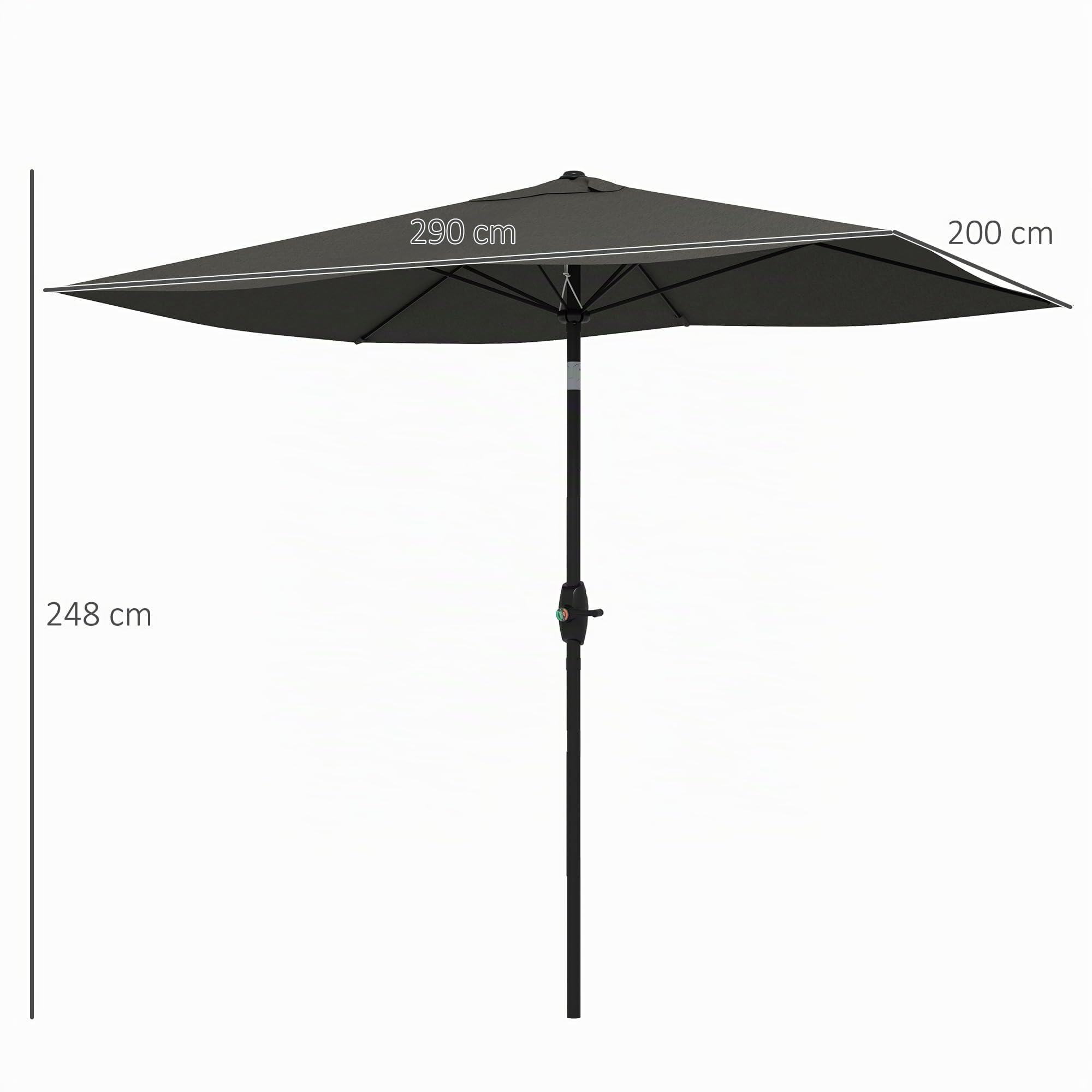 Outsunny Sombrilla Terraza Exterior 3x2 m M ástil Aluminio | Parasol de Terraza Exterior, Ángulo Ajustable, Protección UV 50+, Sombrilla para Jardín Patio