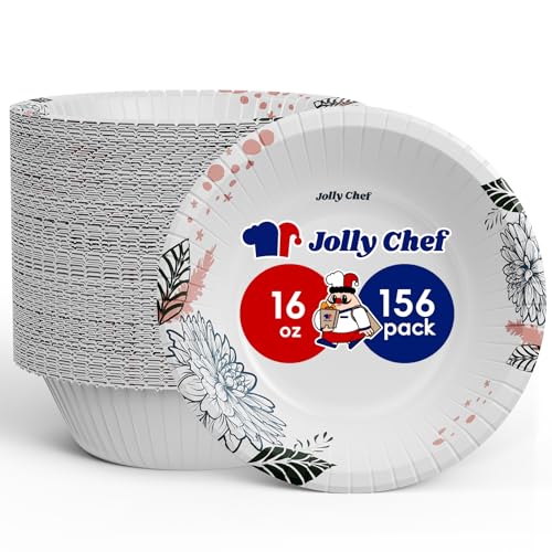 JOLLY CHEF 16 OZ Disposable Paper Bowls with Floral Print