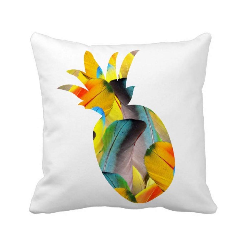 Housse de coussin carrée plumes colorées pour illuminer votre canapé avec un motif ananas