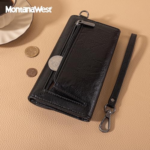 Image of Montana West Wallets for Women Large Phone Wristlet Wallets Trifold Money Organizers with Coin Purse and Wrist Strap