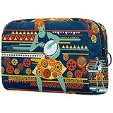 Multifunción: la bolsa de maquillaje con material duradero, tamaño decente (18,5 x 7,6 x 13 cm) es suficiente para almacenar todas tus necesidades diarias de maquillaje, ideal para viajes, vacaciones, viajes de negocios, gimnasio, camping, organización de baño y actividades al aire libre.