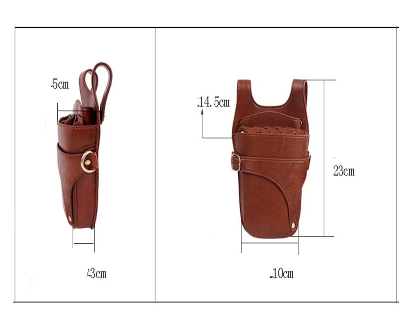 Friseurgürtel Haarscherentasche aus echtem Leder mit Clips, Friseurscheren-Holster, Beutelhalter, Etui mit Taillen-Schultergurt(Brown)