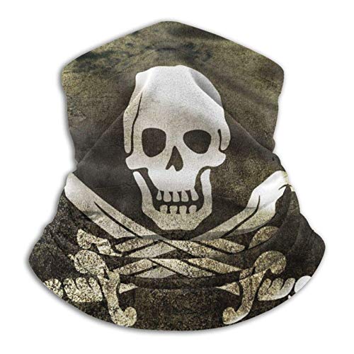 LKKPT Hals Gamasche Piraten Flaggen Totenkopf gekreuzte Knochen Winter Fleece Halswärmer Atmungsaktiv Bandana Winddichter Halstuch Unisex Weiche Elastische Sturmhaube Cover