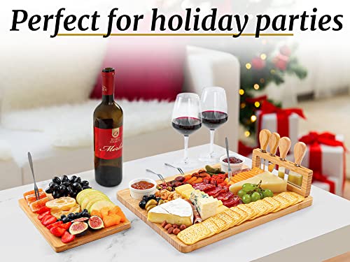 Image of Zulay Charcuterie Board Set Large - Great White Elephant Gift, Housewarming Gift for New Home, Bamboo Cheese Board - Charcuterie with Accessories, Wine and Cheese