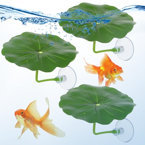 3 Pcs Betta Fish Leaf Hammock Betta Fish Practical Resting Spot Bettas Suction Cup Tank Decor Green Hammock Plant Leaf Pad Fishes Breeding Resting Bed for Fishes Aquarium Decoration Ornaments