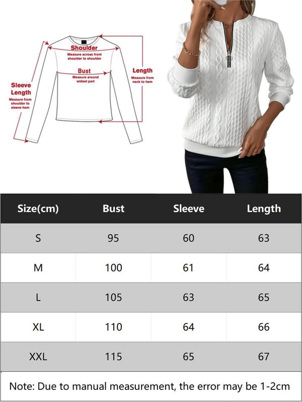 Felpa Donna Senza Cappuccio Mezza Zip Scollo a V Maglione a Maniche Lunghe in Maglia Treccia Elegante Pullover Casual Camicia Moda Felpe Tinta Unita Base Top Autunno Inverno
