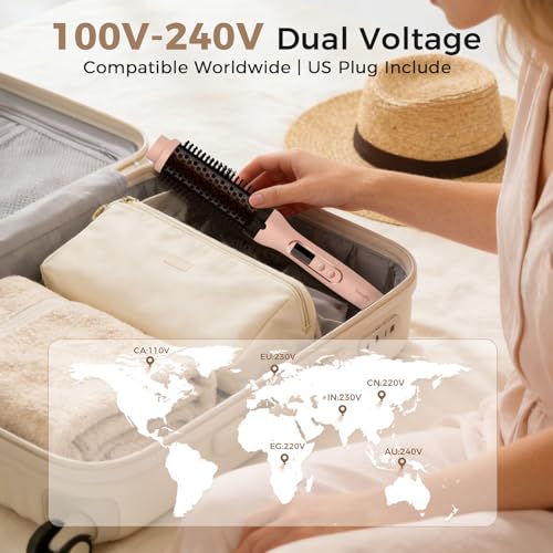 Image of Infrared Thermal Brush, Dual Voltage Heated Round Brush, Powder Pink