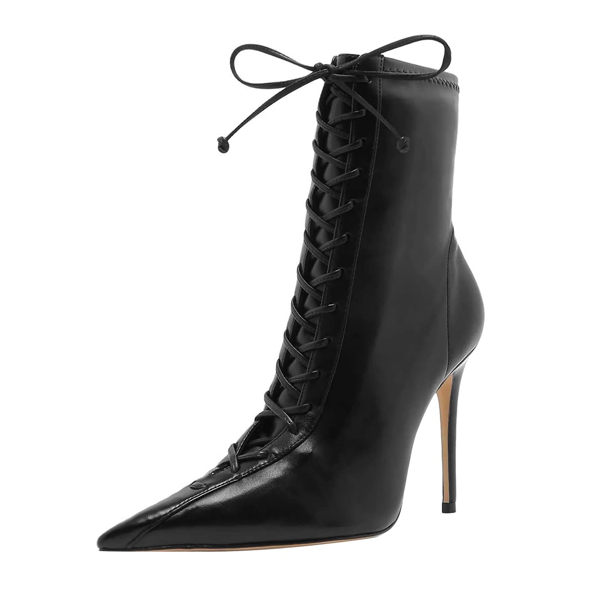 Women Sexy Pointed Toe Stiletto High Heel Lace up Ankle Boots for Ladies Dress Autumn Booties Size 4-15 US