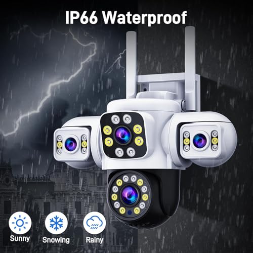 VBESTLIFE Triple Obiektyw Wi -Fi PTZ Security Camera, Trzy Soczewki Bezpieczeństwa na Zewnątrz, 1080p 360 ° Widok Bez Martwego Pola, Automatyczne śledzenie, 2 -Way (wtyczka UE)