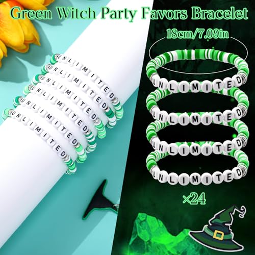 24 Pcs Friendship Bracelet Halloween Witch Party Favors Inspirational Stackable Bracelets Polymer Clay Letter Bead2