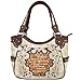 Embroidered Bible Verse 2 Corinthians 12:9 Purse Scripture Western Handbag Women Shoulder Bags Wallet Set (Beige/Brown)