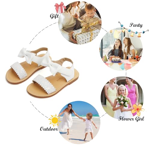 Image of Felix & Flora Toddler Girl Sandals - Little Girl Easter Dress Shoes Lightweight Open Toe Beach Holiday Flats