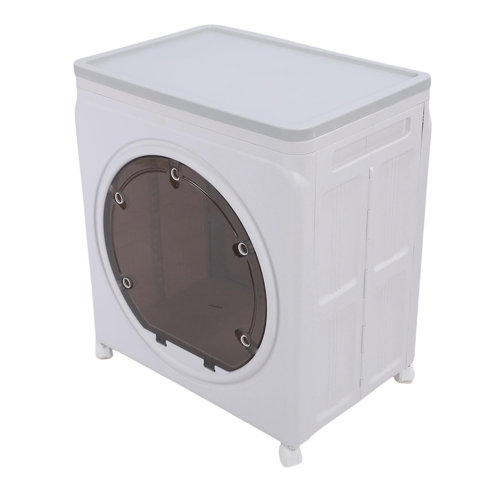 Pojemnik na Ubrania, PP HIPS Organizer na Ubrania do Układania w Stosy 58 X 40 X 68 Cm Składany z pokrywką Przednie Drzwiczki i Kółka do Sypialni Szafa w Akademiku Garaż Kołdra Książki