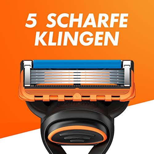 Gillette Fusion 5 Rasierer Herren, TESTSIEGER VON GILLETTE BEI STIFTUNG WARENTEST, 1 Nassrasierer und 1 Rasierklinge mit Gleitstreifen für Eine Gründliche Rasur — Schwarz 4