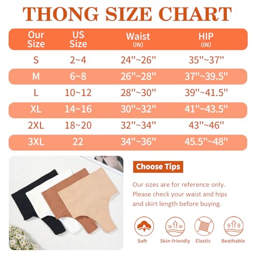 Image of Werena Thong Shapewear for Women Tummy Control Seamless High Waist Body Shaper Underwear Shaping Panties(#244 Mid-waist White, Large)