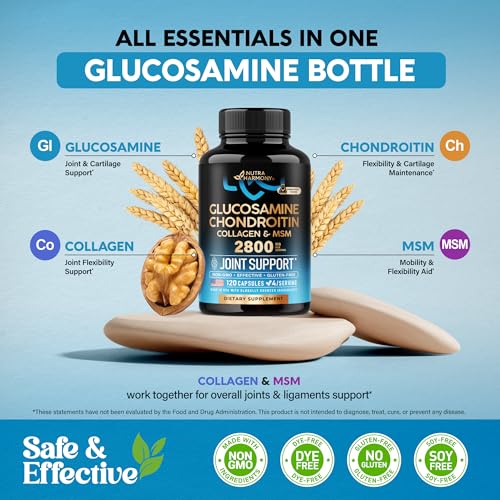 Glucosamine Chondroitin MSM Collagen | FSA HSA Eligible | Joint Support Supplement 2800 mg | Made in USA | FSA Approved Product Items | Flexibility Nutritional Vitamins | For Men & Women, 120 Capsules - Image 6