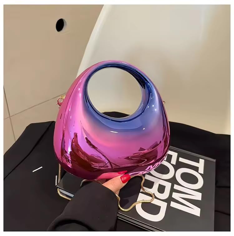 Image of Metallic Acrylic Evening Handbag for Women | Crossbody Sling Bags with Detachable Chain Strap Glossy Stylish Ladies Girls Small Size Cute Party Wedding Bag