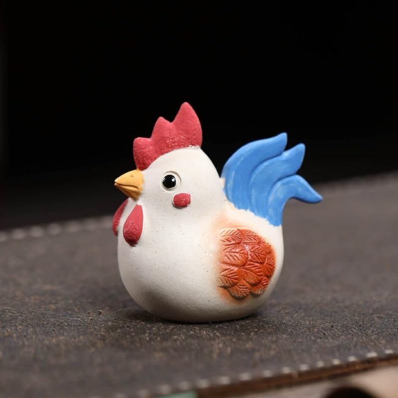 RORA Purple Clay Rooster Tea Pet - Kung Fu Tea Set Acessories for Tea Ceremony & Home, Collectible for Tea Lovers & Artisans