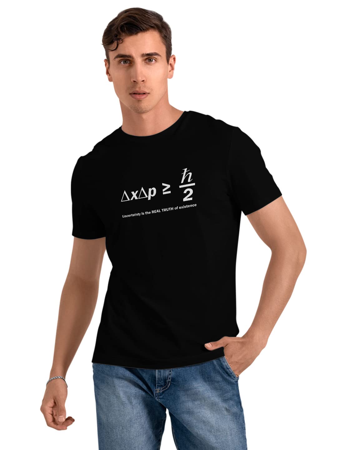 Science T-Shirt – 100% Cotton Round Neck Graphic Printed T-Shirts for Men & Women, Half Sleeve T-Shirt with Formula of Heisenberg Quote Physics, Chemistry, Engineering-picture-39