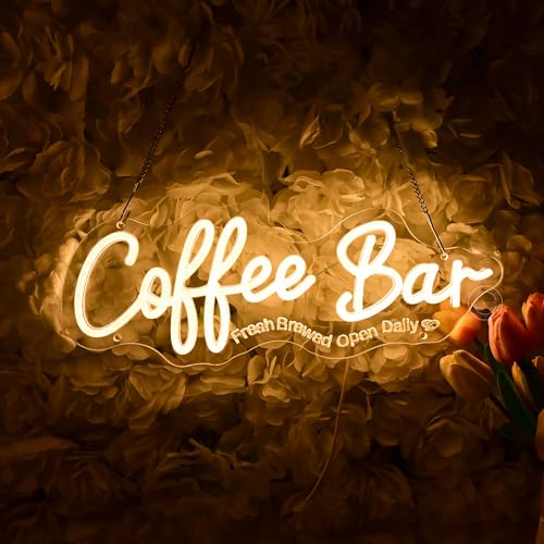 Image of Britrio Coffee Bar Neon Sign for Home Coffee Station Kitchen Wall Decor LED Light Up Business Neon Sign Cafe Shop Pub Counter Restaurants Window Display Birthday Party Decor 5V USB 15.75''