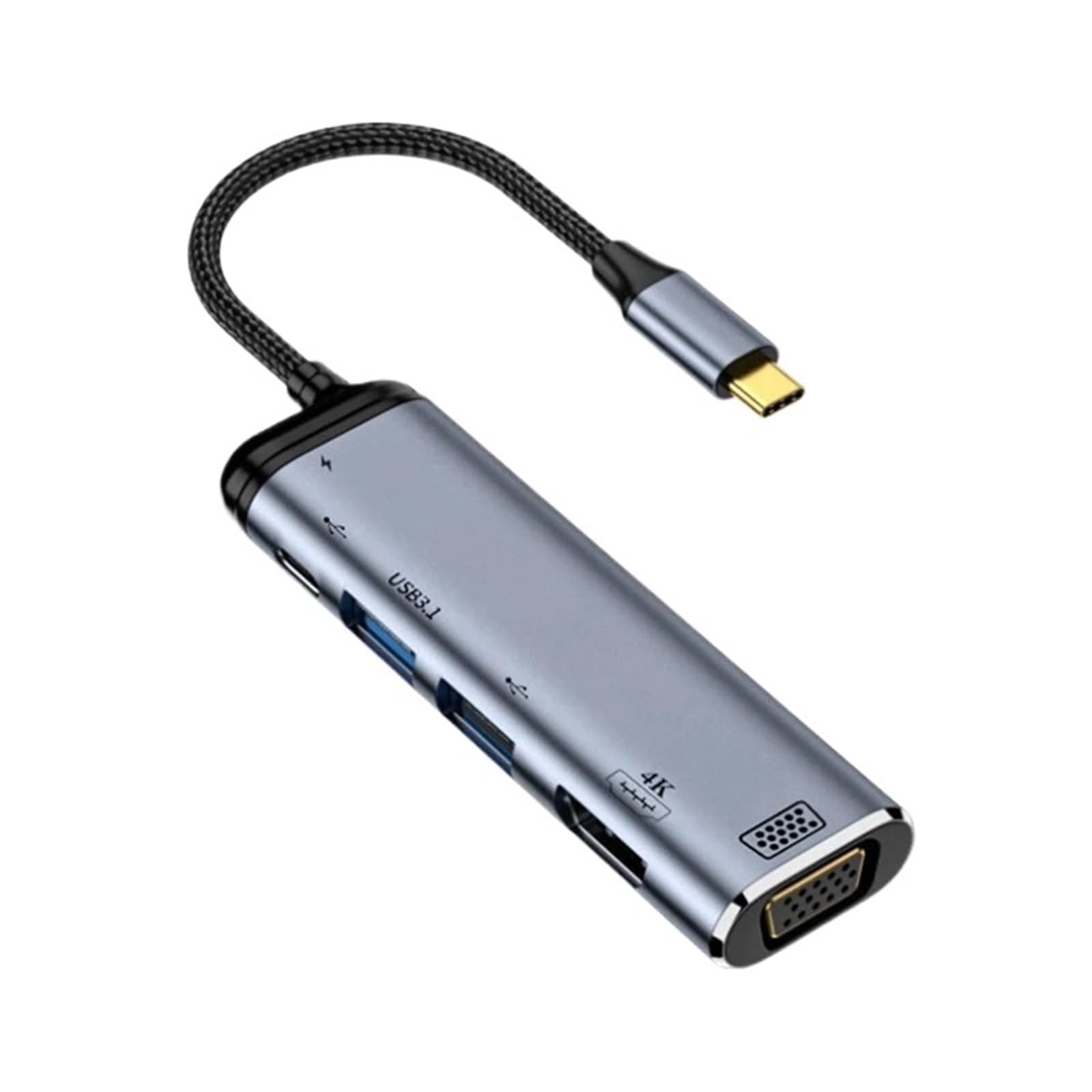 Rozdzielacz USB typu C na VGA DP 4K, kompatybilna z HDMI, adapter do laptopa z PD100W Gen2 RJ45 (B 6 w 1)