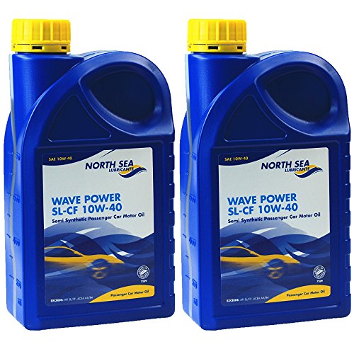 2 x North Sea Lubricants® Wave Power SL-CF Semi Synthetic Car Motor Gasoline Petrol Diesel Engine Oil 10W/40 10W-40 1L 1 Litre - Made In Holland