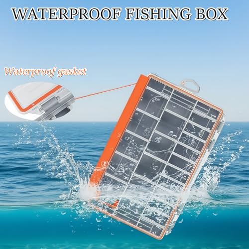 Image of Fishing Tackle Box,2pack 3700 Waterproof Tackle Tray With 20 Removable Dividers,Clear Lure Organizer For Swimbaits,Hooks And Terminal Tackle Storage