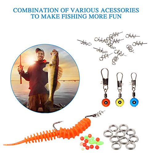 Angelzubehör-Set mit 204-teiligem Tackle Box Set inkl. Haken, Angelsinker, Drehknöpfe, Sinker Slides, Wacky O-Ringe… – Bild 8