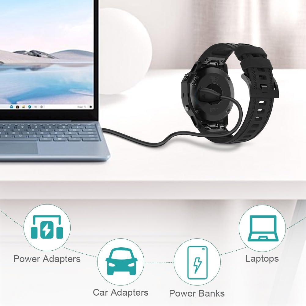 AXFEE Ładowarka kompatybilna z bransoletką Garmin, kabel do ładowania USB, zapasowy zegarek, adapter do ładowania, kompatybilna z Garmin Fenix 7 7S 7X, 6 6S 6X, Fenix 5 5S 5X