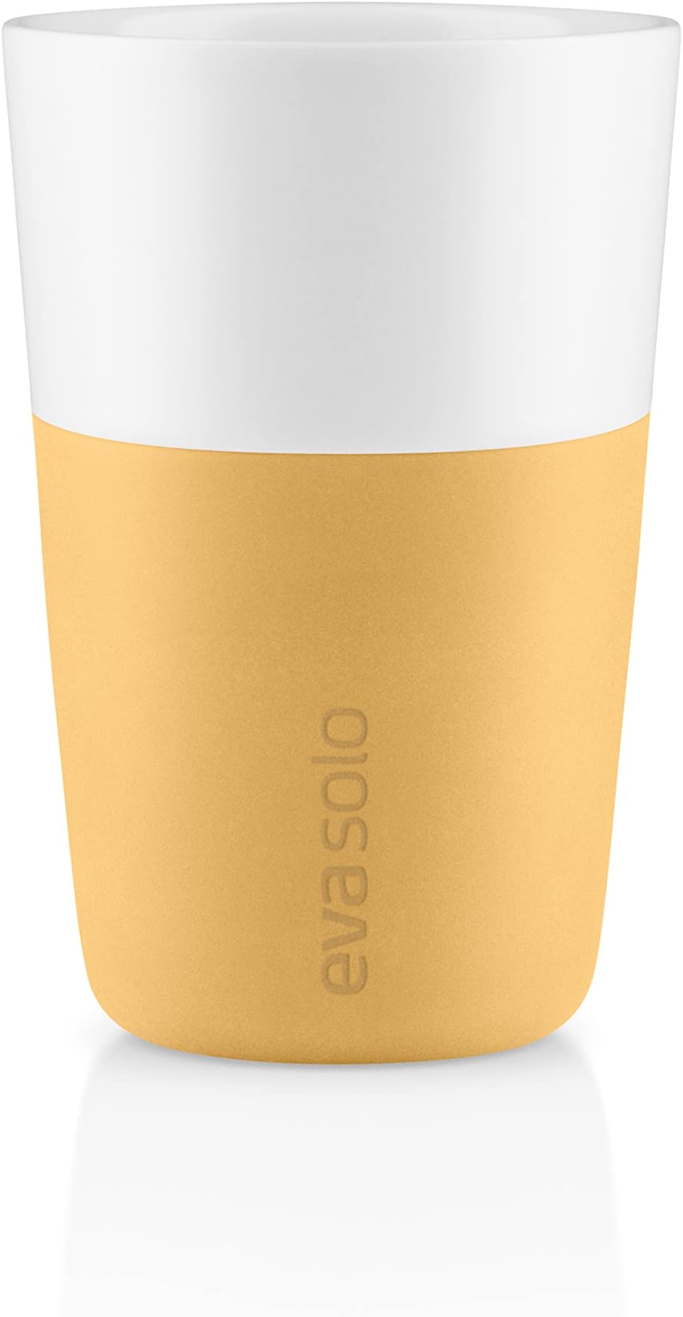 Eva Solo2 Cafe Latte Tumbler Mugs | 12 oz Porcelain Coffee Cup Tumblers with Silicone-coated Grip | Dishwasher Safe | Danish Design, Functionality & Quality | Golden Sand