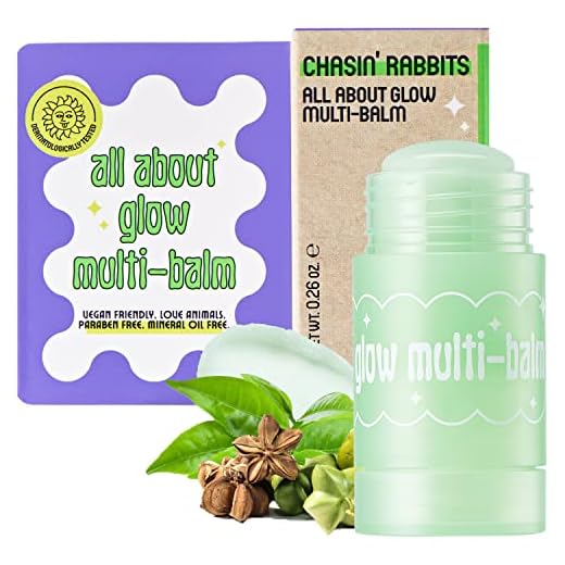 CHASIN’ RABBITS All About Glow Multi Balm | Vegan Korean Skin Care Face, Neck & Lip Balm | Glow Skin Facial Care Beauty Cleansing Balm for Fine Lines, Wrinkles, Redness & Irritation (0.26oz)