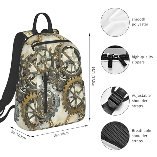 Backpack 14.7 inch Lightweight Large Bookbag Steampunk Mechanical Gears Daypack for Travel Office Work2