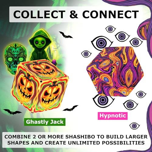 Image of Shashibo Seasonal Halloween - Shape Shifting Box - Award-Winning, Patented Magnetic Puzzle Cube w / 36 Rare Earth Magnets - Fidget Transforms Into Over 100+ Shapes (Ghastly Jack)
