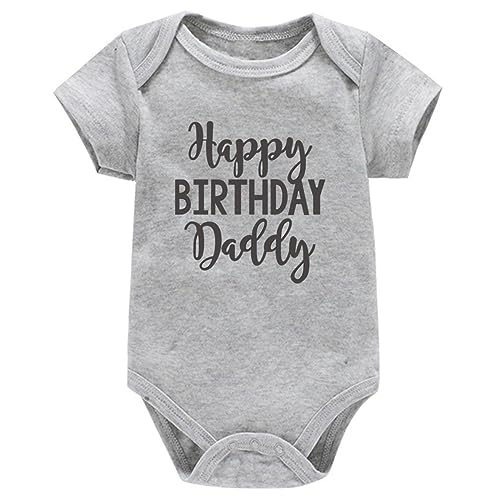 Happy Birthday Daddy Baby OnePiece Bodysuit Clothes Short Sleeve Rompers 0-24Months