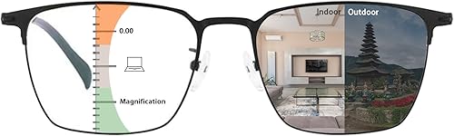SUGLSS Gafas de lectura multifocales fotocrómicas progresivas para hombres interiores y exteriores Lectores multifocales