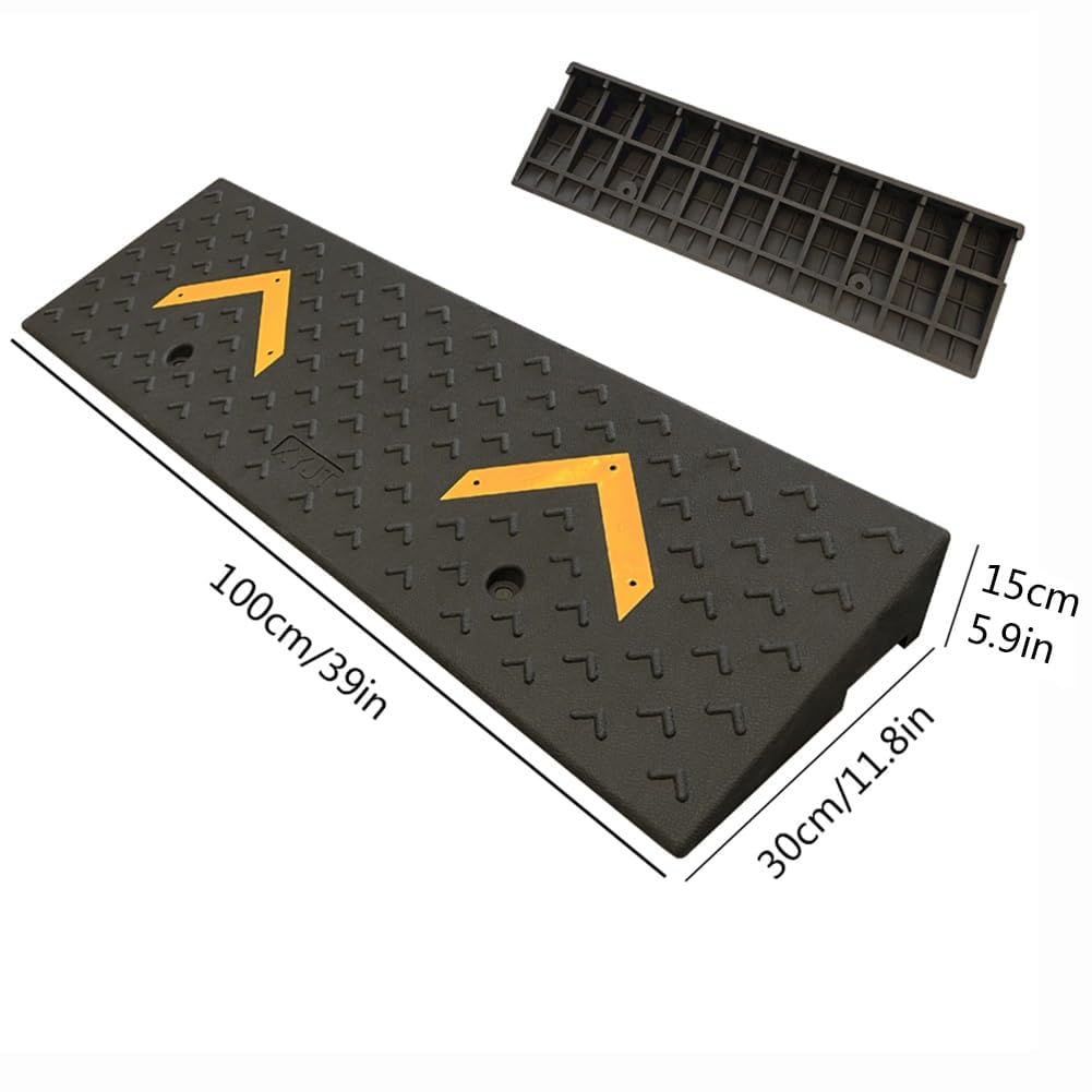 Kanduo Rampa podjazdowa Gumowa rampa krawężnikowa, platforma załadunkowa, próg, chodnik, mata podjazdowa dla wózków inwalidzkich(100x30x15 cm)