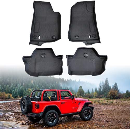 XBEEK Floor Mats Liners for 2018 2019 Jeep Wrangler JL Accessories OEM Floor Liners TPE All Weather Protector Slush Mat Front and Rear Row Black (2-Door)
