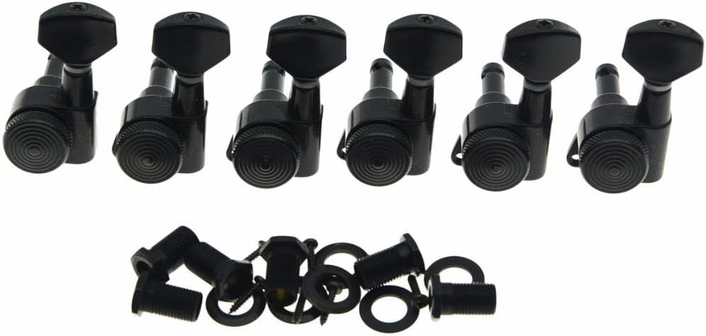 Dopro Black Locking Guitar Tuners Left Handed 6 Inline Tuning Keys Machine Heads Korea Made