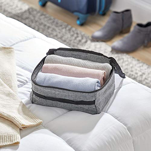 mDesign Medium Fabric Travel Storage Organizer Cube with Mesh Tops, Handles and Two-Way Zippers for Packing Suitcases… - Image 4