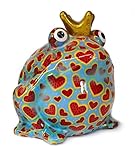 Una estupenda idea regalo Hucha rana con corazones o mariposa. Pomme pidou cerámica ahorro latas con motivos divertidos animales, azul, 15 x 17 cm