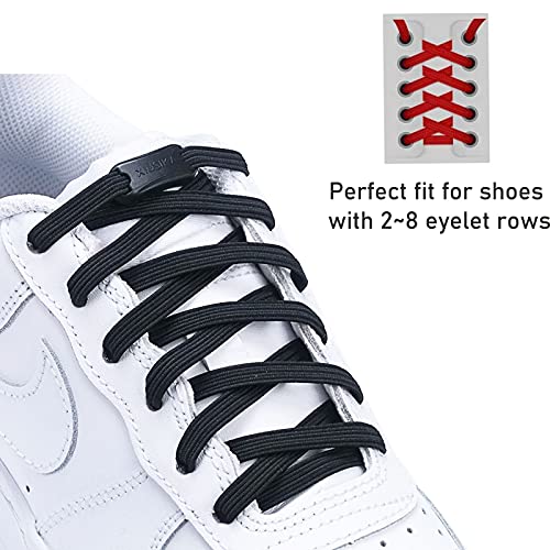 Booyckiy No Tie Elastic Shoelaces For Kids, Adults And Elderly, Adjustable Tieless Shoe Laces For Sneakers Boots And Casual Shoes - 16 Colors, 41 Inch, Black #TOP1