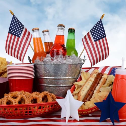 image for Uelfbaby 12 Pack Small American Flags on Stick Small US Flags/Mini Ame