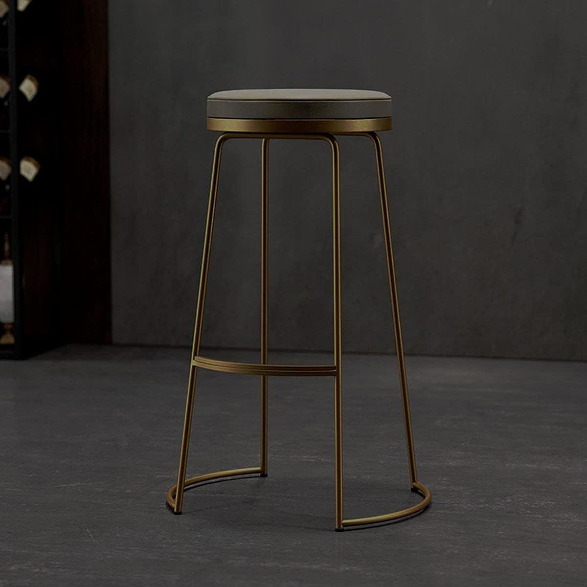 INDIAN DECOR. 45331 Bar Chair Metal Leg PU Seat Nordic Style Bar Stool Kitchen Breakfast Counter Dining Chairs High Barstools -Concise and Practical Gold-65cm-picture-22