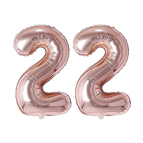 Image of Rozi Decoration 32 Inch Rose Gold Number 22 Foil Balloons | Anniversary and Birthday Decoration | Pack of 2 Pcs