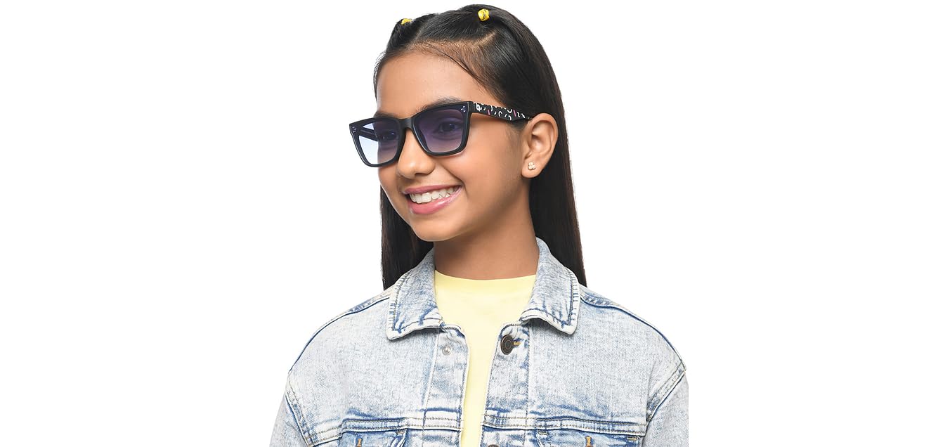 Hooper By Lenskart | Memphis Collection | Black Blue Full Rim Rectangular Latest and Stylish Kids Sunglasses | 100% UV Protected | For Boys & Girls (Age 8-12 yrs) | HP S16089 - Image 4 thumbnail