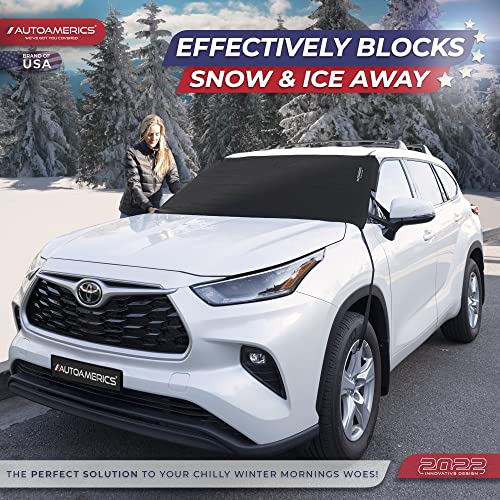 Autoamerics Windshield Cover For Ice And Snow - All Weather Winter Snow Blocker - Waterproof Shield Window Protector For Car Truck Suv - Premium 600D Oxford Heat & Windproof Size M (69 X 42 Inches) #TOP4